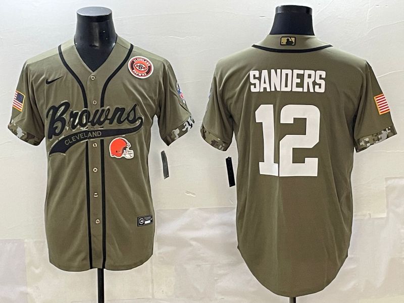 Men 2025 Cleveland Browns #12 Sanders Green Joint Name Nike Limited NFL Jersey style 2